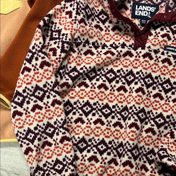 Patagonia and Lands' End Women’s Fleece Pullovers - Brown and Red Pattern - Picture 9 of 9